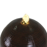 35.5" Dark Brown Concrete Tall Column Fountain with LED Lights