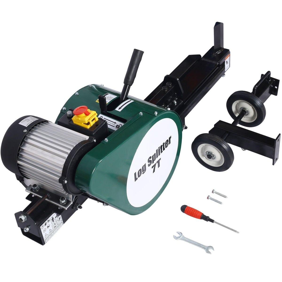 Double Flywheel Electric Log Splitter 7 Ton Portable Firewood Machine Steel - Black