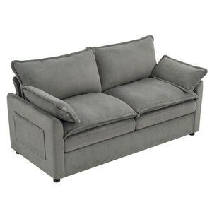 Modern Loveseat Sofa, Upholstered Couch With Side Storage Pockets