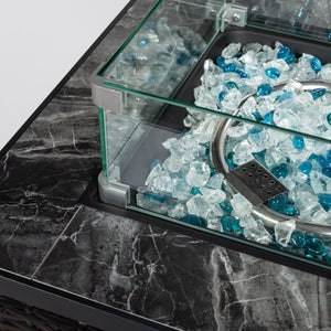 24" Propane Gas Fire Pit Table with Tile Tabletop and Wicker Base