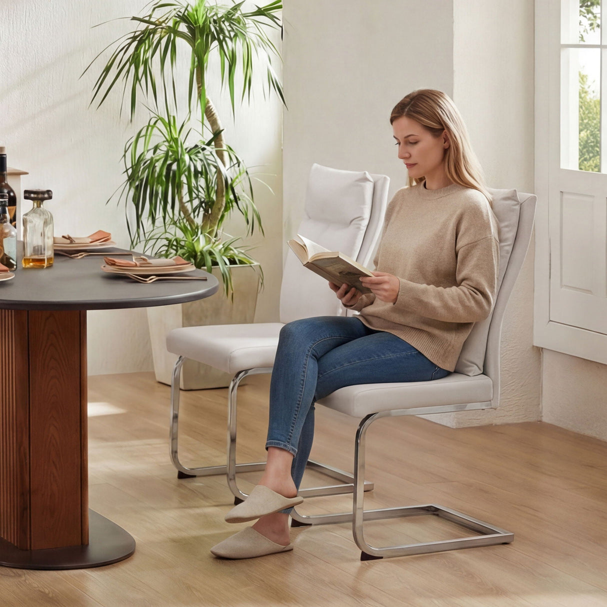 Modern Dining Chair SetWith Soft Cushion Backrest (2 Pieces)