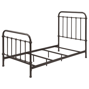 Twin Panel Bed With Ornate Design - Bronze