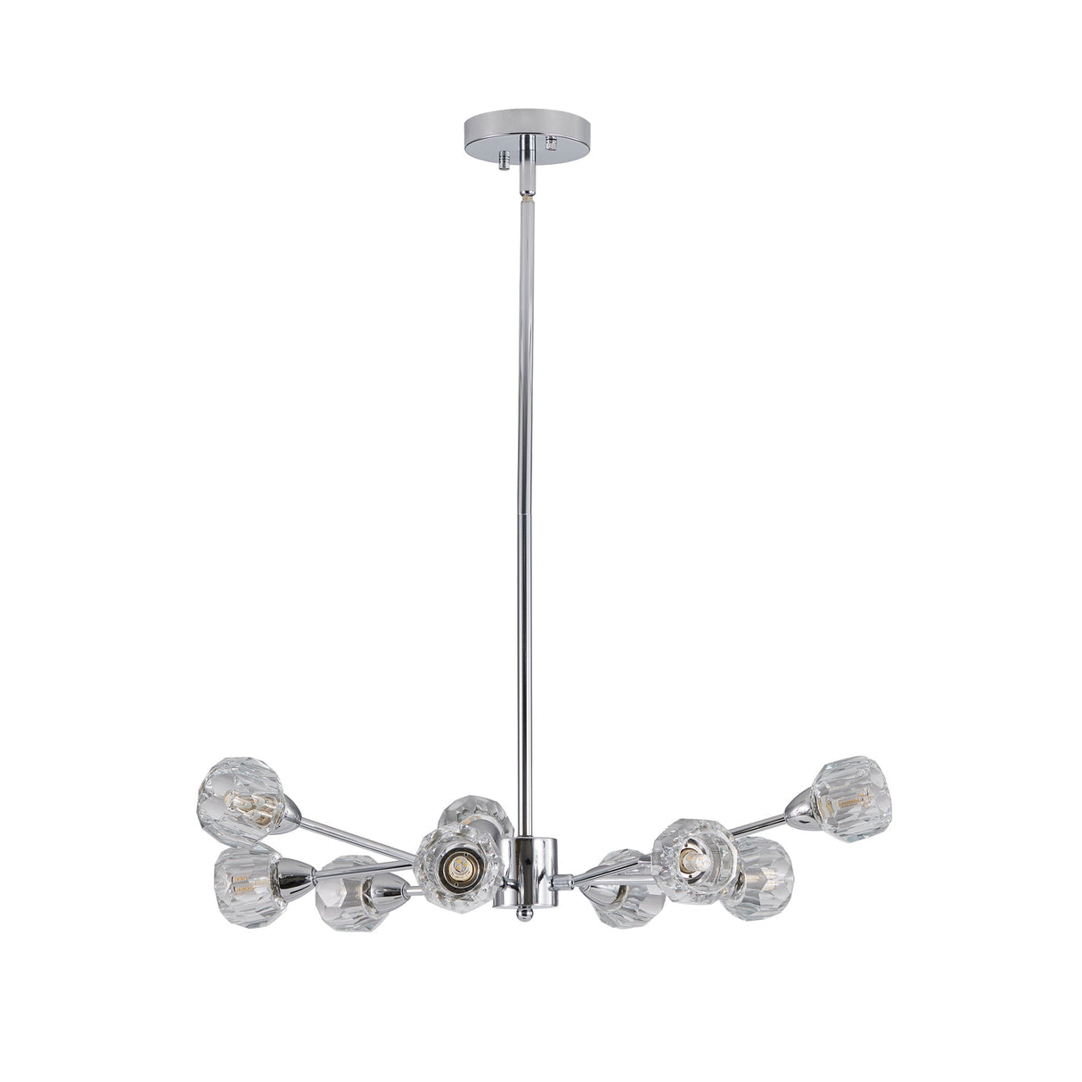 28' Modern Crystal Chandelier with 9 Lights - Chrome Finish