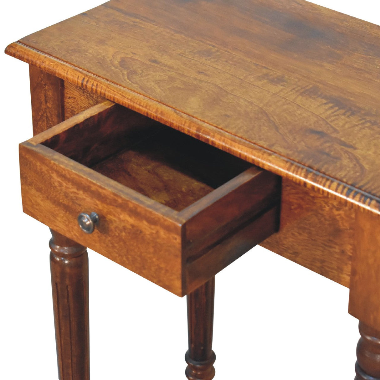 Artisan Furniture Solid Wood Chestnut Turned Leg Writing Desk, 1-Drawer