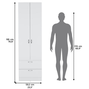 Armoire Organiser, Two Shelves, Rod, Double Door Cabinet Armoire
