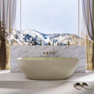 66.9 Inch Freestanding Solid Surface Soaking Bathtub