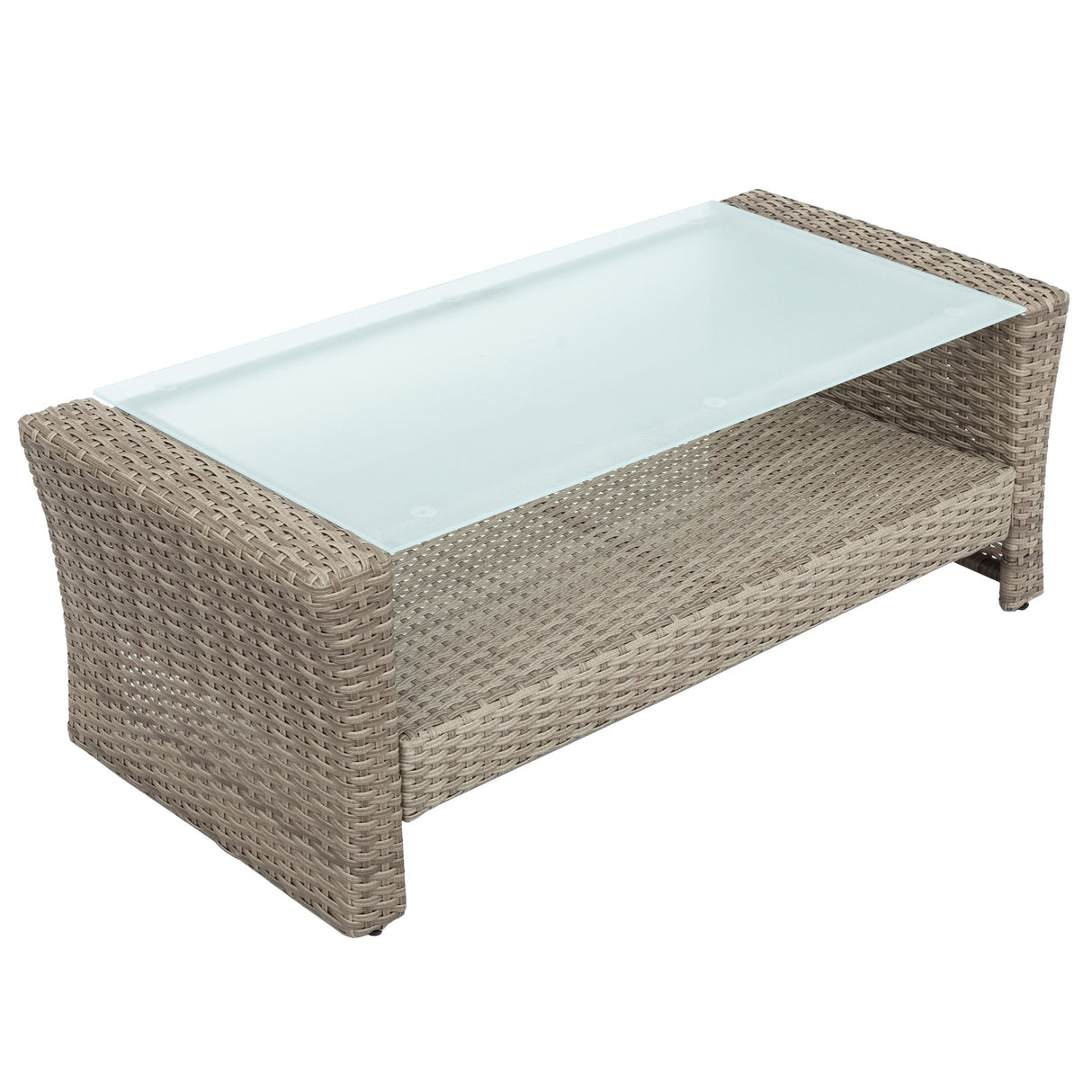 U-Style Patio Furniture 4 Piece Outdoor Wicker Sectional Sofa Set with Ottoman and Cushions