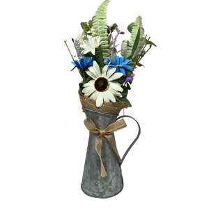 Daisy Flower in Metal Watering Can - 18" -