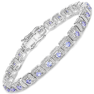 2.40 Carat Genuine Tanzanite .925 Sterling Silver Bracelet