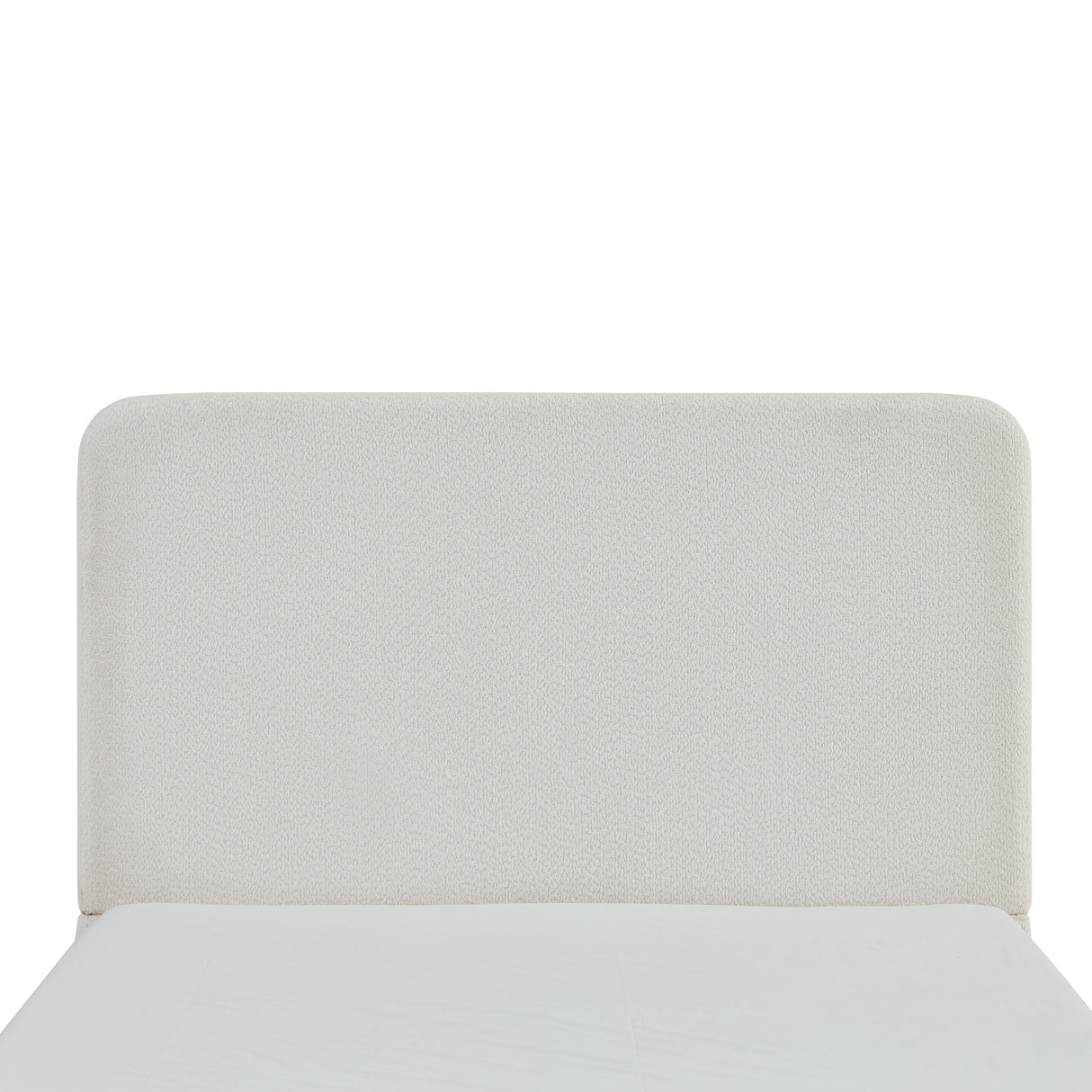 Canter Tall Headboard Upholstered Bed in Pearl White Chenille, Queen Size