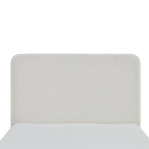 Canter Tall Headboard Upholstered Bed in Pearl White Chenille, Queen Size