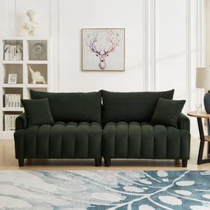 83'' Futon Sofa Bed with Polyester Fabric and 2 Pillows - Dark Green