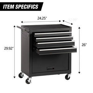 4-Drawer Rolling Tool Chest Cabinet with Wheels
