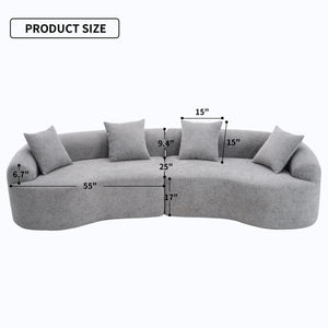 4 Seater Sofa With Fabric, 30D, 60 Hardness Full Sponge, 4 Pillow For Living Room, Home Furniture Sleeper Sectional Sofa For Apartment