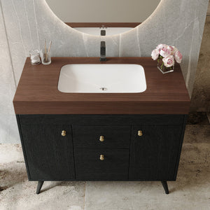 36" Modern Freestanding Bathroom Vanity with Sintered Stone Top, Ceramic Sink & Smart Storage