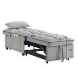 4 in 1 Multi-Function Single Sofa Bed with Storage Pockets - Gray