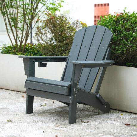 Folding adirondack chair with dual cup holders