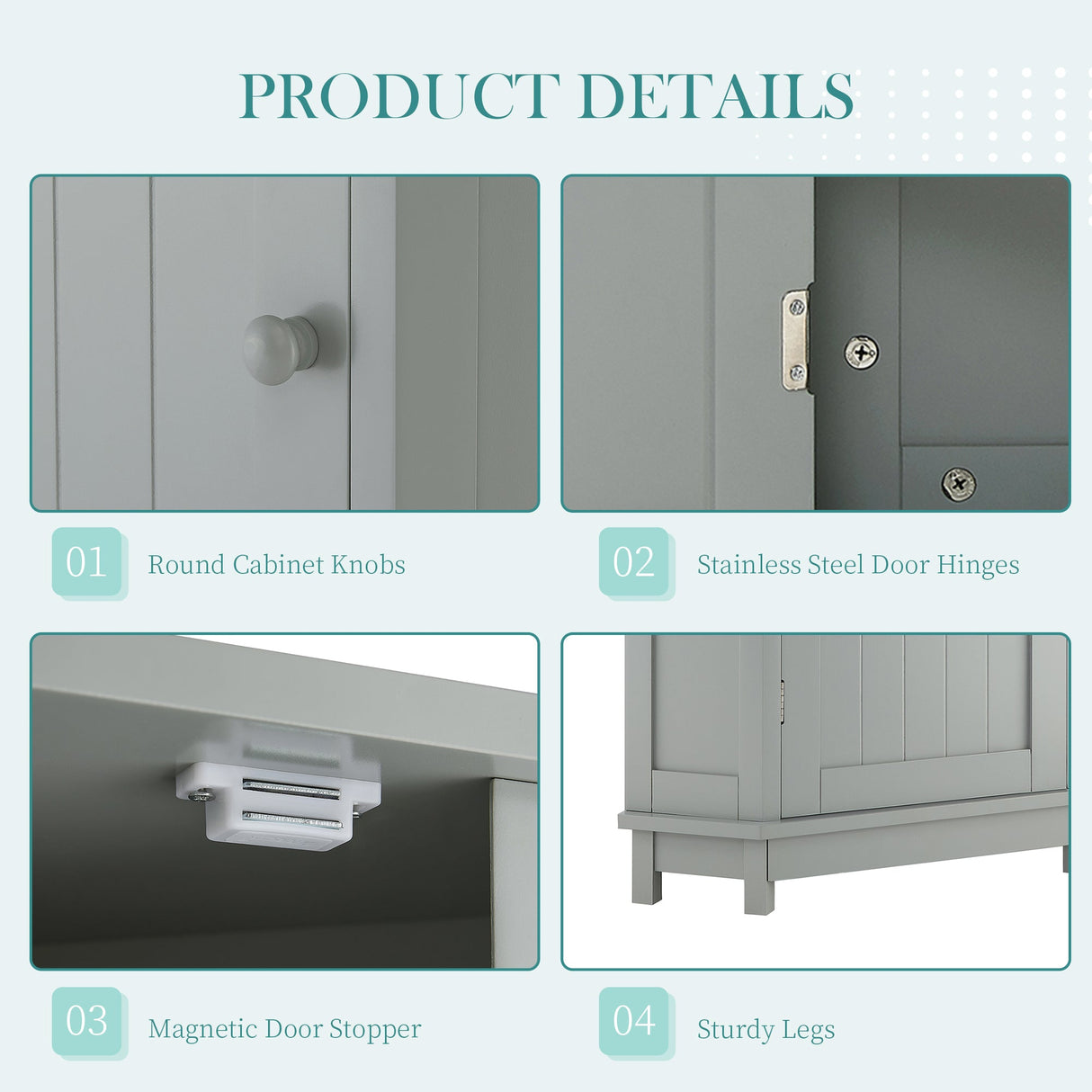 Grey Bathroom Cabinet Triangle Corner Storage With Adjustable Shelf