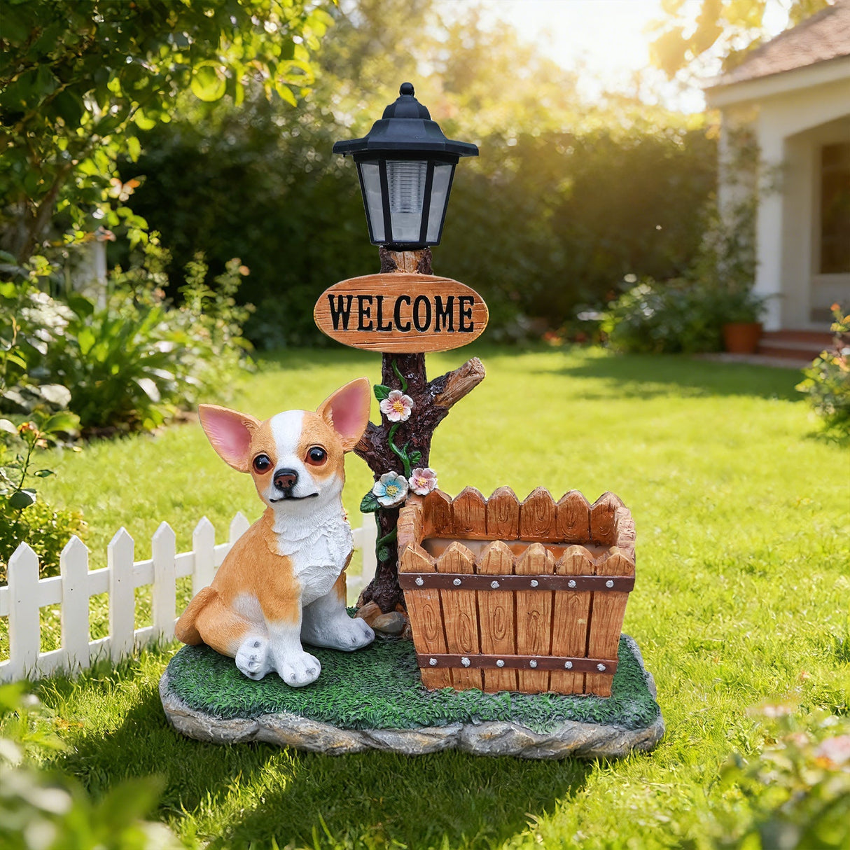 Sitting Chihuahua Dog Planter Statue