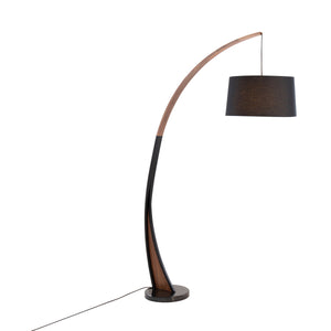 Noah Mid-Century Modern Floor Lamp with Walnut Wood Frame and Marble Base