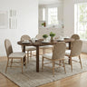 7 Pieces Modern Oval Dining Set, Rustic Farmhouse Solid Wood Kitchen Table Set for 6