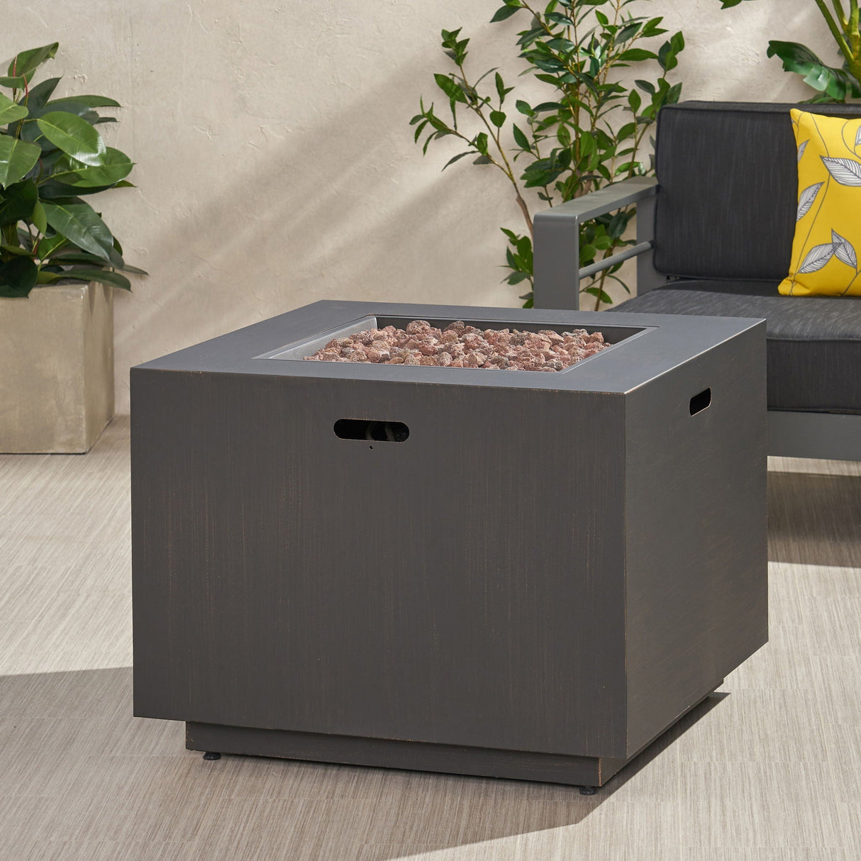 Outdoor Patio Gas Burning Fire Pit Table 50, 000 Btu, Square