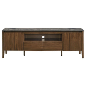 Bradley 63-inch 2-Door SmartTop TV Stand Smokey Grey and Brown
