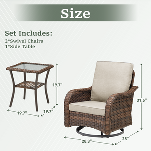 3 Pieces Outdoor Furniture Set, Outdoor Swivel Gliders Rocker