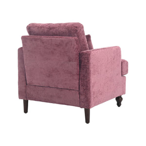 Modern Mid Century Wood Frame Armchair With Tufted Design