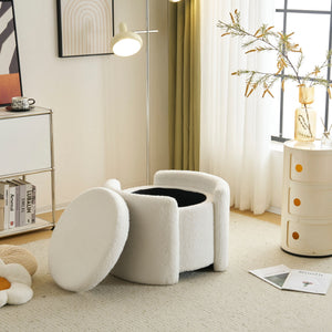 Cozy Boucle Storage Ottoman, Stylish Comfort With Hidden Storage