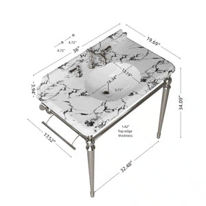 VICI 36" Bathroom Console Sink, Undermount Ceramic Vanity Basin