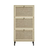 Modern Rattan 3 Door Shoe Rack Cabinet For Entryway