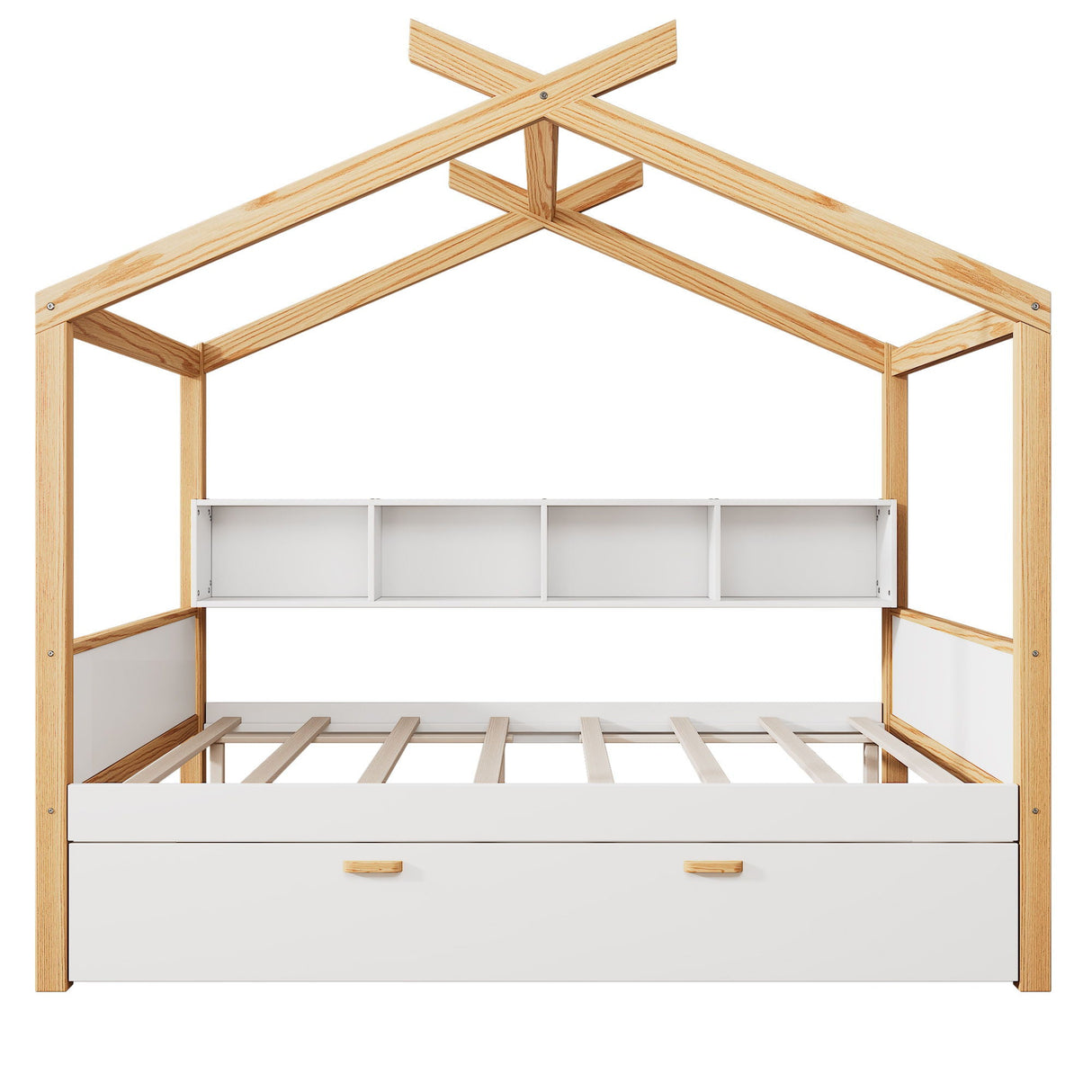 House Bed With Bookshelf Storage