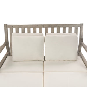 Outdoor Daybed With Four Pillows (Gray+Beige Cushion)