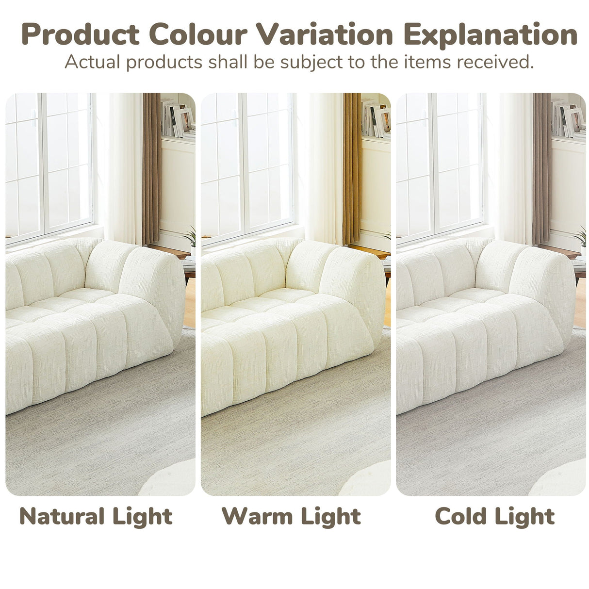 Quilted Cloud Sofa, Three-Seater - Beige