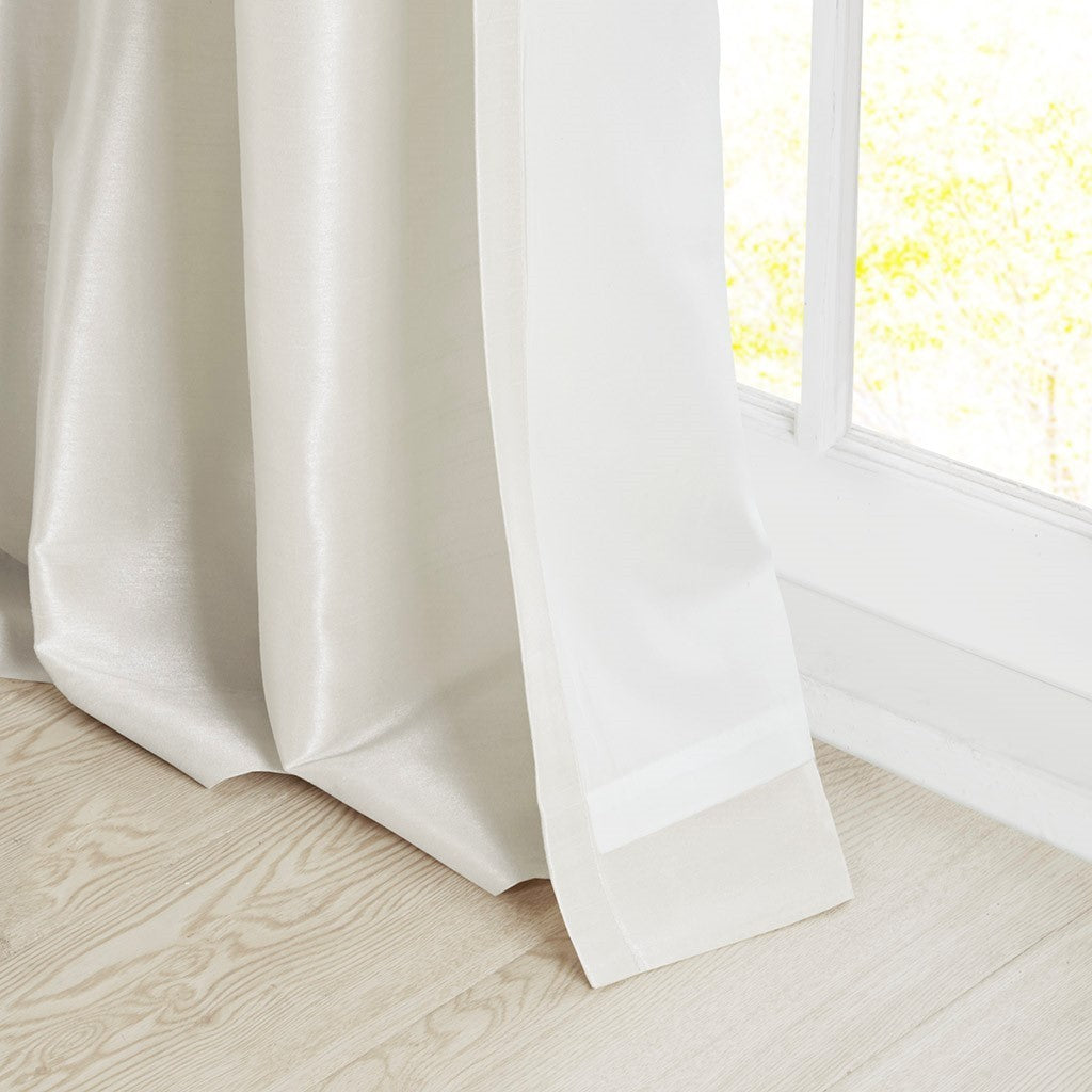 Twist tab lined window curtain panel white 50x95"