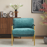 Modern Accent Chair with Plush Cushions and Wooden Armrests