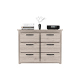 Modern 6-Drawer Dresser with Metal Hardware – Gray Finish
