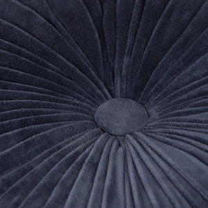 Renee Round Pouf Navy Velvet Cotton Accent Stool