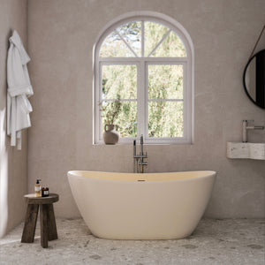 61 Inch Freestanding Solid Surface Soaking Bathtub