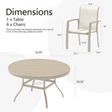 7-Piece Patio Dining Set with Round Metal Table and Stackable Chairs