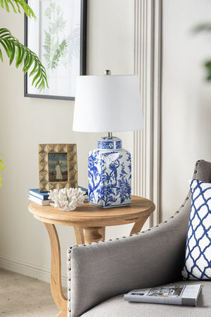 D13x25' Blue and White Ceramic Vase Lamp
