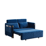 Convertible Velvet Loveseat Sleeper with Arm Storage and Adjustable Back