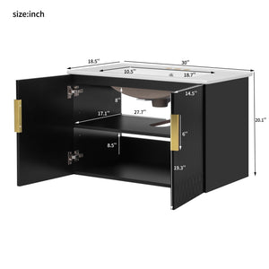 Modern Rectangular Bathroom Vanity With Sink and Soft-Close Storage - Black or White