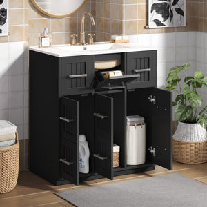 Bathroom Vanity With Undermount Sink and Soft-Close Doors - Blue or Black