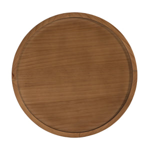 Hollow Edge Retro Art Pine Side Table with Antique Gold and Natural Color