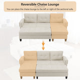 The Ashely Reversible Chenille Sectional Sofa with USB Charging Ports and Convertible Ottoman