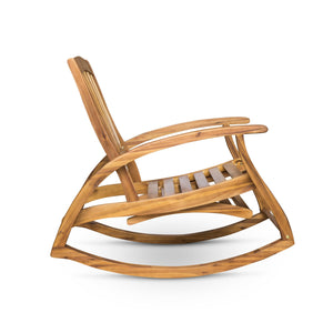 Outdoor Acacia Wood Rocking Chair with Retractable Foot Panel