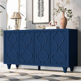 Storage Cabinet Sideboard Wooden Cabinet with Embossed Curved Doors