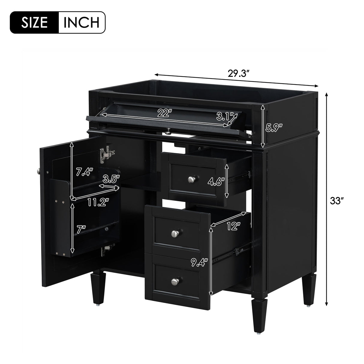 30'' Bathroom Vanity Without Top Sink